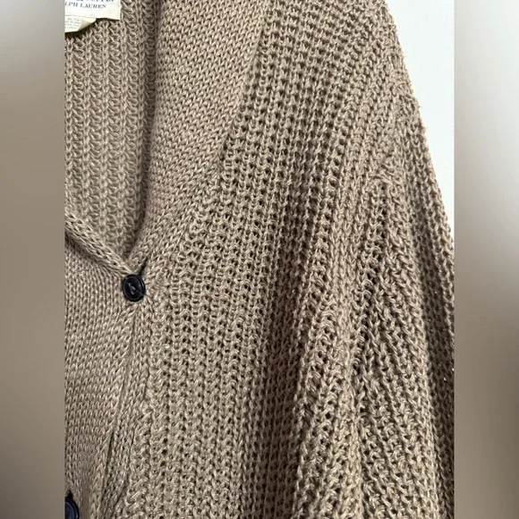 Ralph Lauren Denim & Supply Linen Knit Cardigan Sweater Brown Women’s XL - Picture 3 of 5